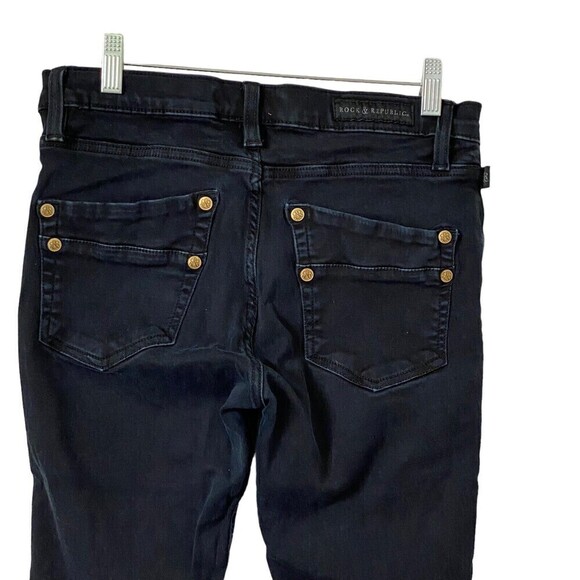 Rock & Republic Jeans Women’s Size 10 Kashmere Black Denim Skinny Stretch - Picture 4 of 7